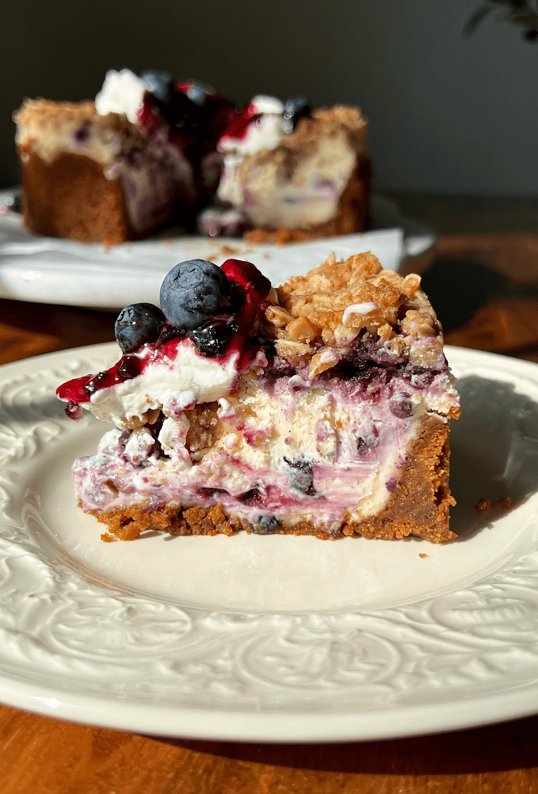 Lemon Blueberry Crumb Cheesecake
